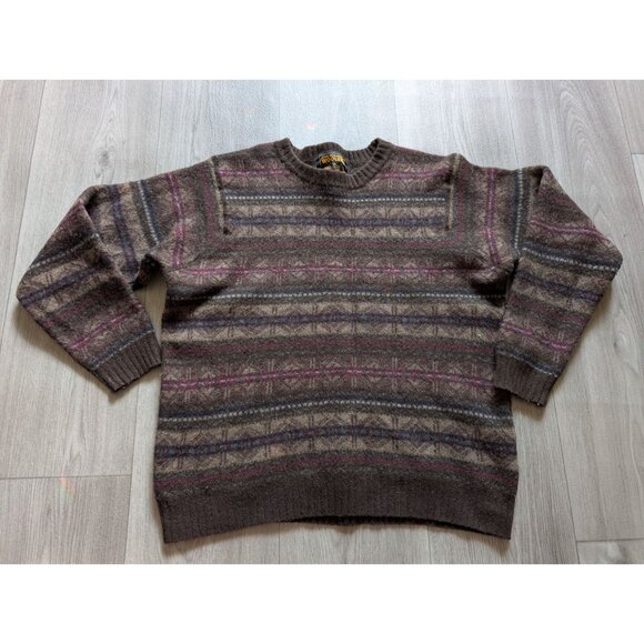 Woolrich Brown Fair Isle Patterned Wool Sweater Large - Picture 1 of 6